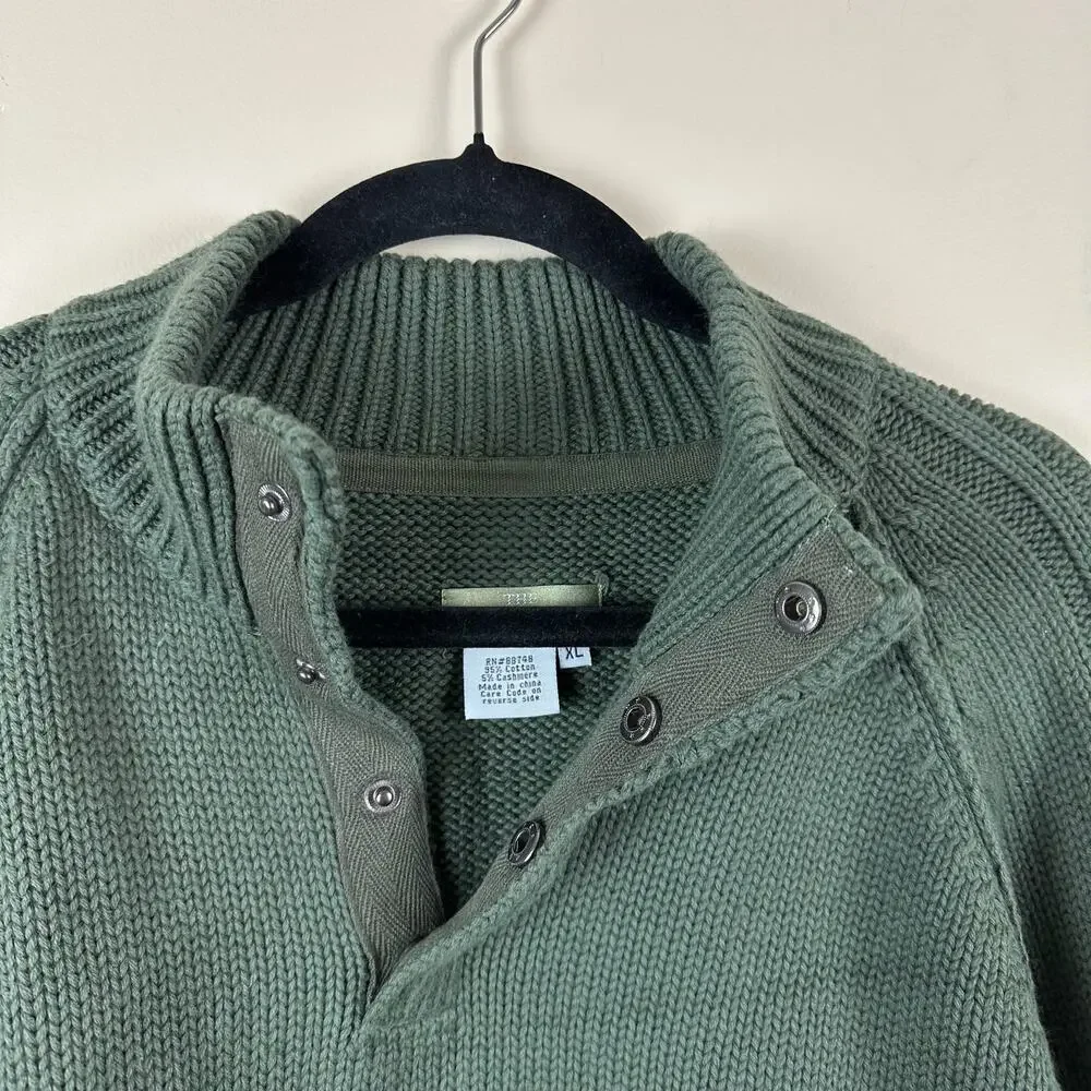 The Territory Ahead Cashmere Blend Henley Mock Neck Sweater Snap Reverse Mens XL